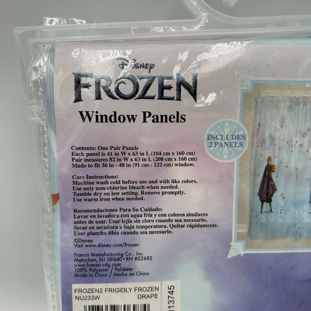 Disney Frozen Kids Bedroom Window‎ Curtain Set, 2 Panels, 63